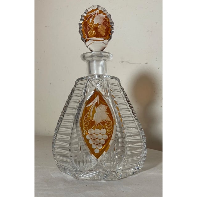 Up for sale is a very nice quality vintage hand cut to clear Czech, Bohemian crystal decanter. It is beautifully cut with...