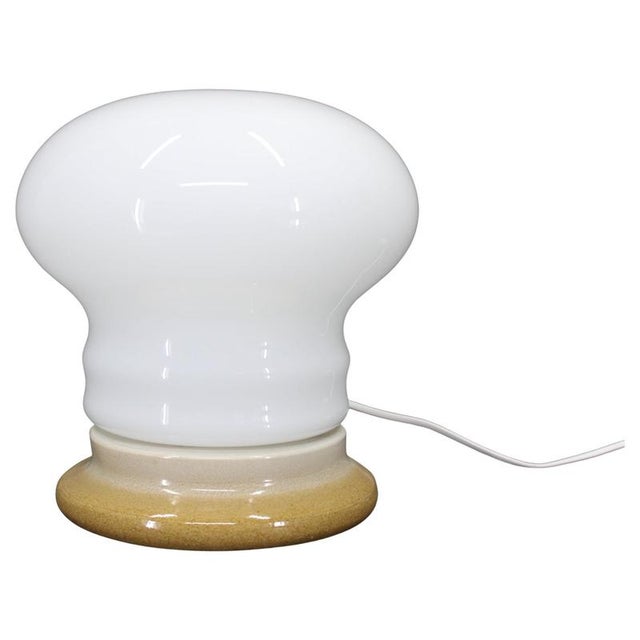 Mid-Century Czechoslovak Ceramic Table Lamp with Opaline Glass, 1960s For Sale - Image 11 of 11