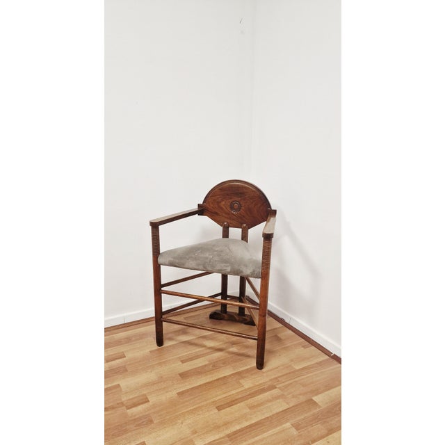 Brown Vintage Swedish Carved Walnut Monk Chair, 1930s For Sale - Image 8 of 15