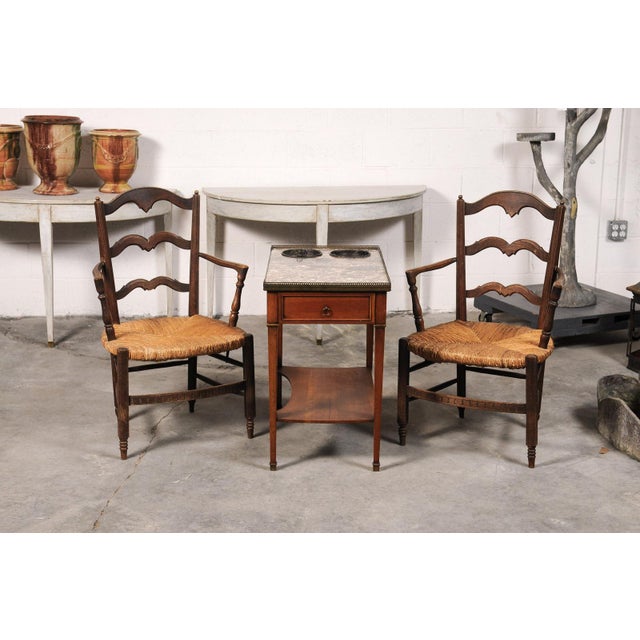 Pair of 19th C. Rush Seat Armchairs From France For Sale - Image 10 of 13