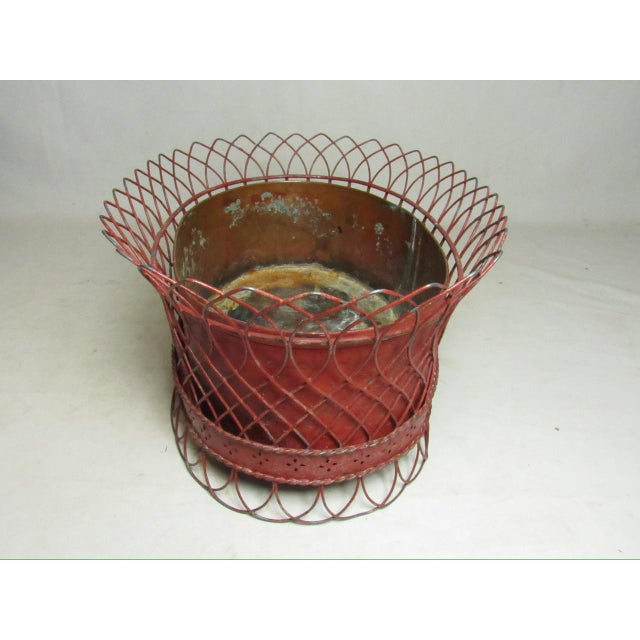 French Wirework Tole Painted Planter For Sale - Image 12 of 16