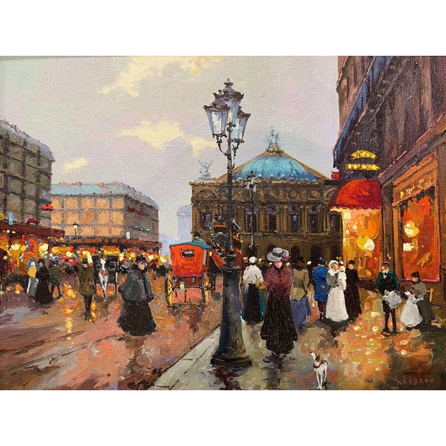 Mid 20th Century Pair of Mid-Century Paris Street Scenes Paintings by Robert Lebron, Framed For Sale - Image 5 of 18