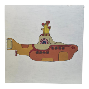 1970s Vintage "The Yellow Submarine" Large Pop Art Painting on Board