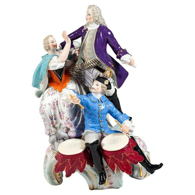 Meissen Genre Love Group with Drum Beater, attributed to f.e. Meyer, Germany 1850 For Sale - Image 9 of 9
