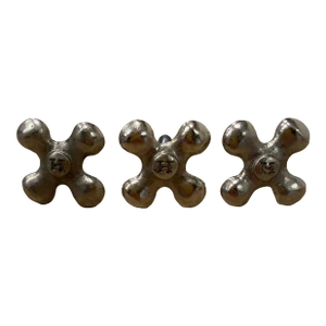 1990s Large Metal Cross "H"Handles in Polished Nickel - Set of 3
