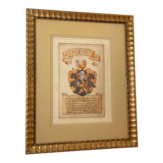 Antique Original 1601 Latin Armorial Coat of Arms Heraldic Painting Manuscript For Sale