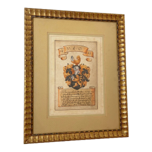 Antique Original 1601 Latin Armorial Coat of Arms Heraldic Painting Manuscript