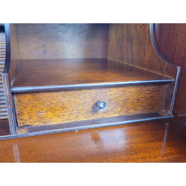 Vintage Writing Bureau Desk in Leather and Mahogany, 1960 For Sale - Image 13 of 18