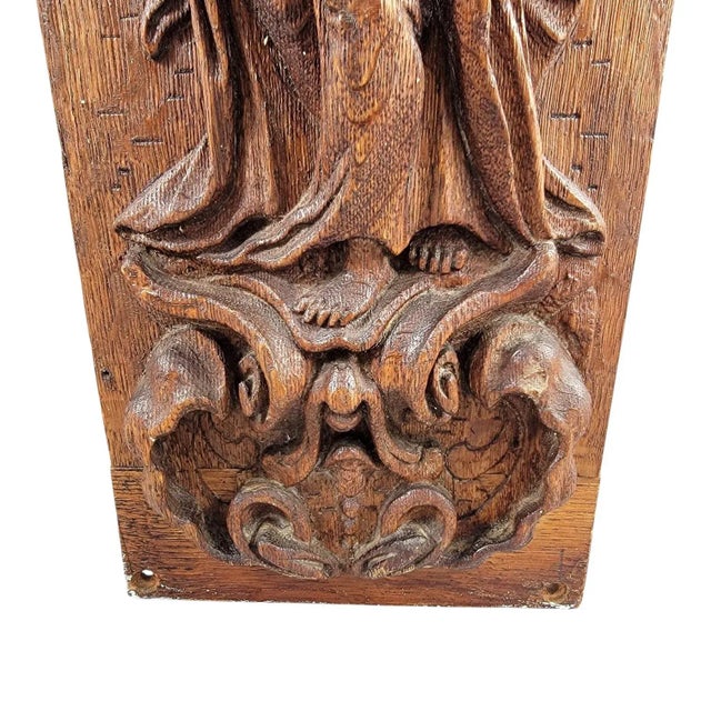Wood Flemish or German Baroque Artist, High Carved Panel with Allegory of Faith, Late 17th Century, Oak For Sale - Image 7 of 10