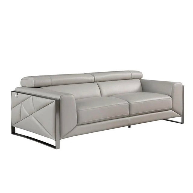 Contemporary Giorgio Modern Italian Leather 3-Piece Sofa Set - Light Grey | Mi-989 For Sale - Image 3 of 5