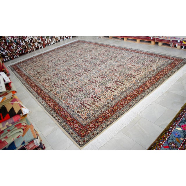 1970s Collectible Vintage Turkish Hereke Rug Hand Knotted Area Oversize Rug Large Living Room Rug - 10′8″ × 15′5″ For Sale - Image 18 of 18