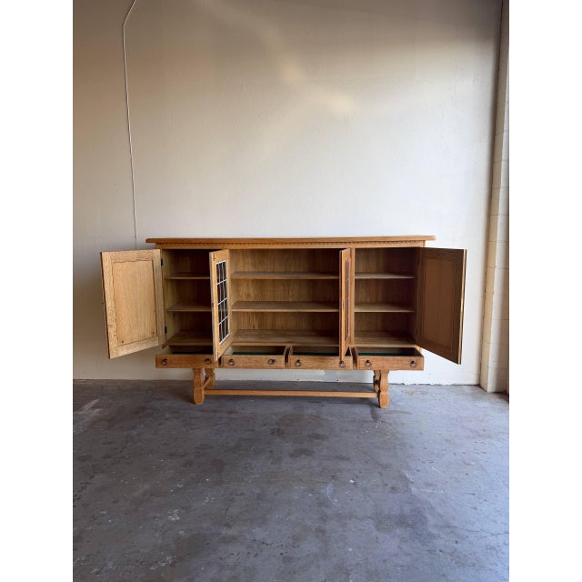 1960s Danish Carved Oak Brutalist Sideboard by Henning Kjærnulf – Mid-Century Modern Credenza For Sale - Image 5 of 10