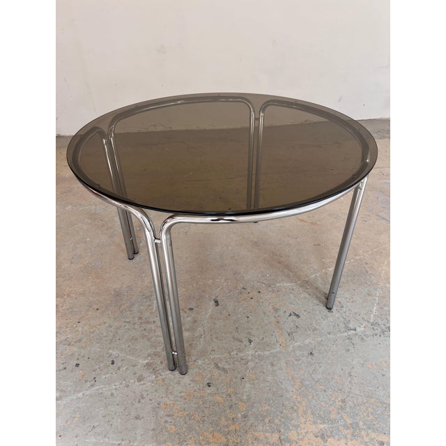 Dining Table in Chrome & Tinted Glass, 1970s For Sale - Image 3 of 11