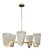 Sculptural Brass and Glass Six-Arm Hanging Light Fixture For Sale