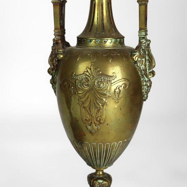 Late 19th Century Pair of Antique Classical Bronze & Slate Garnitures Urns C1890 For Sale - Image 5 of 8