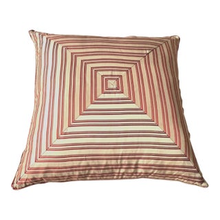 Large Vintage Taffeta Pillow Stripe and Square Pattern For Sale