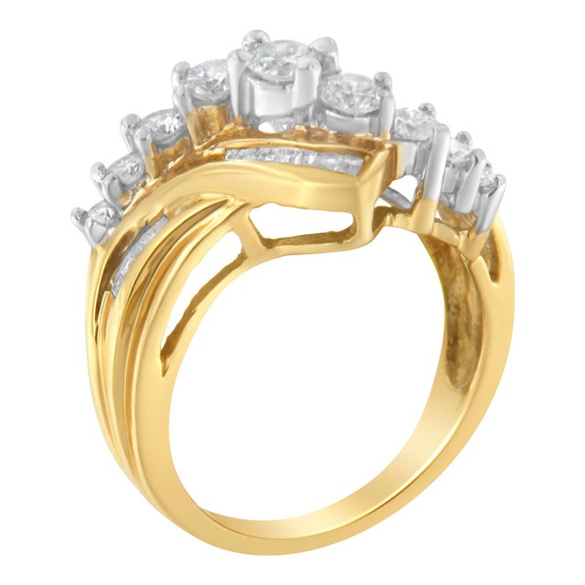 Haus of Brilliance 10K Two-Toned Diamond Bypass Ring (1 Cttw, H-I Color, SI2-I1 Clarity) - Size 7 For Sale - Image 4 of 7