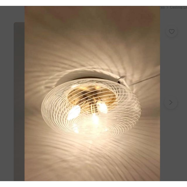 Murano Reticello Swirl Glass Ceiling Light from Venini For Sale - Image 8 of 9