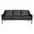 2209 3-Seater Sofa in Black Bison Leather by Børge Mogensen for Fredericia For Sale