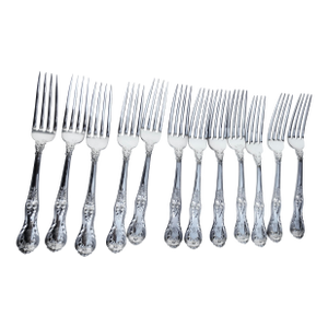 Mid 20th Century Tiffany & Co English King Pattern Forks Silver Plate - Set of 12