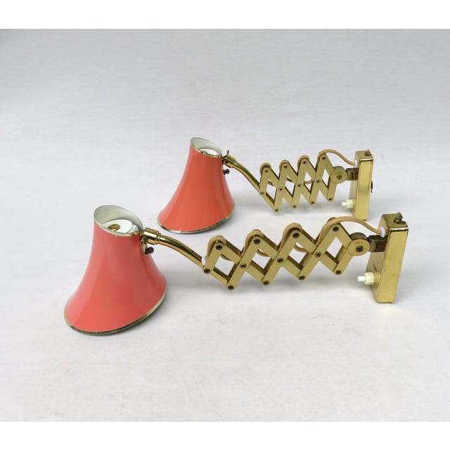 Mid-Century Modern Mid-Century Aluminum and Brass Scissor Lamps, 1950s, Set of 2 For Sale - Image 3 of 18