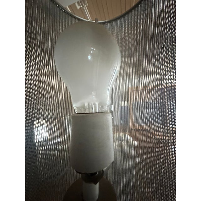 Custom Steel Mesh Floor Lamp – Tall Modern Industrial Cylinder Light For Sale In Chicago - Image 6 of 8