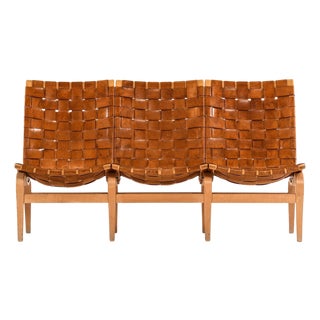 Sofa in Laminated Birch and Original Leather by Bruno Mathsson, 1968 For Sale