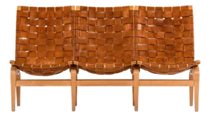 Sofa in Laminated Birch and Original Leather by Bruno Mathsson, 1968