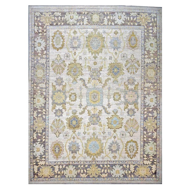 21st Century Turkish Oushak 10X14 Ash Brown, Buff & Khaki Handmade Area Rug #1144080