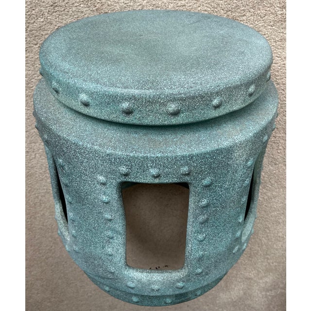 Chinoiserie Faux Bronze Ceramic Garden Seat For Sale - Image 9 of 10