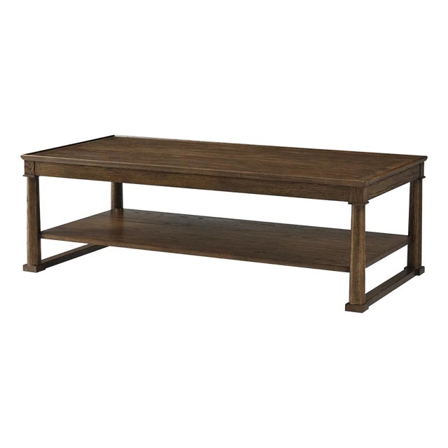 Dark Rustic Oak Coffee Table For Sale