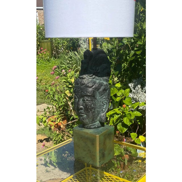 James Mont Ceramic Tara Buddha Head Lamp, Circa 1950 For Sale - Image 18 of 18