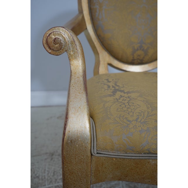 Pair Henredon Gold Finish Decorator Open Armchairs For Sale - Image 16 of 18