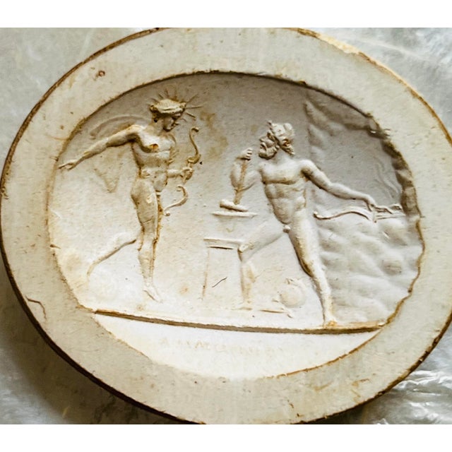 Glass Grand Tour Neoclassical Plaster Intaglio Collection in Shadow Box Frame, Classical Medallions Wall Art For Sale - Image 7 of 12