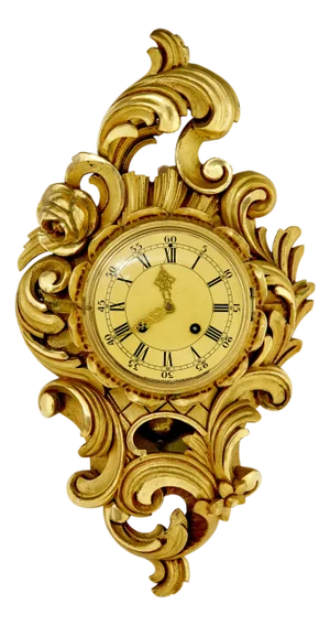 Mid-Century Rococo Revival Gilt Wall Clock, 1950s