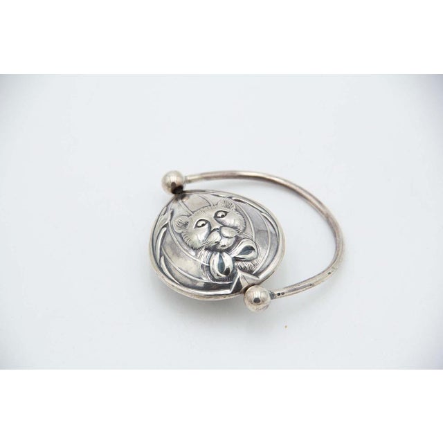 Children's Silver Rattle with Feline Reliefs For Sale - Image 3 of 4