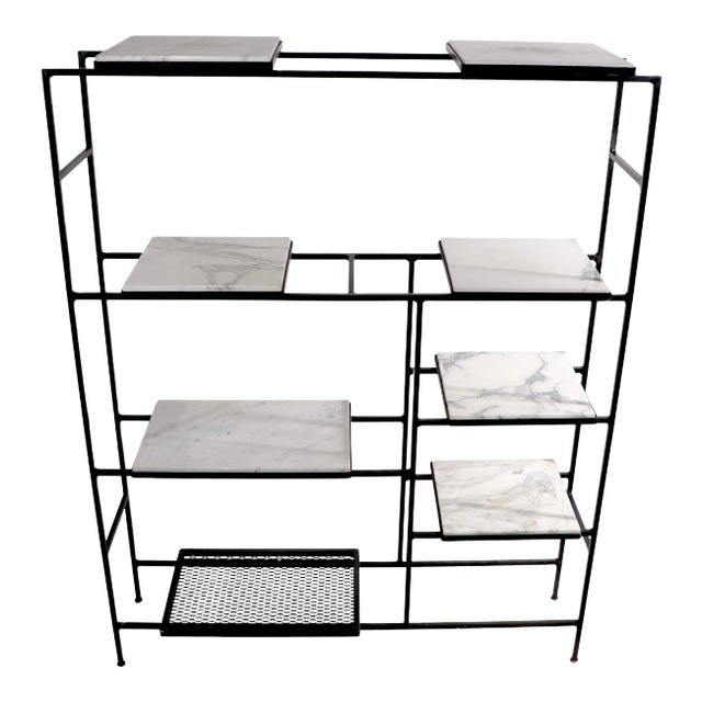 Iron and Marble Shelf with Adjustable Shelves Attributed to Weinberg For Sale