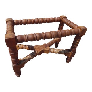 1960s Rustic Solid Wood Lathed Mortised Rectangular Dining Table Base For Sale