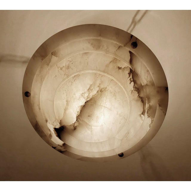 Art Deco French Pendant Light in Alabaster Marble, 1930s For Sale - Image 15 of 18