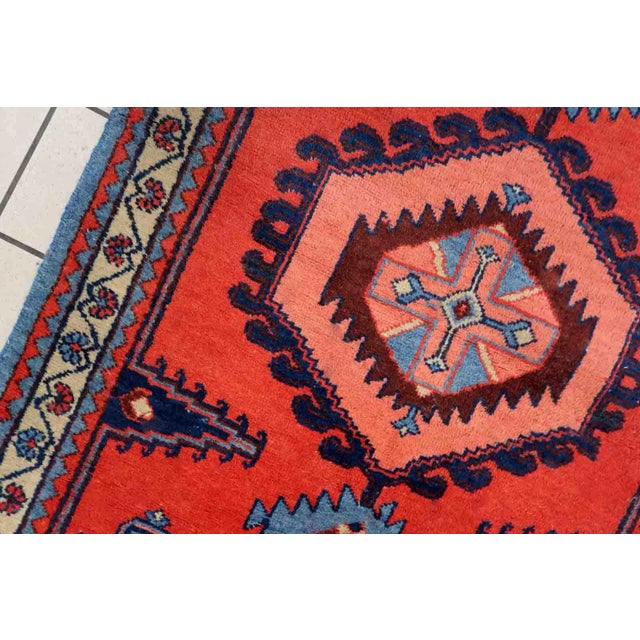 1970s Handmade Vintage Persian Hamadan Rug 3.5' X 4.8' For Sale - Image 9 of 12