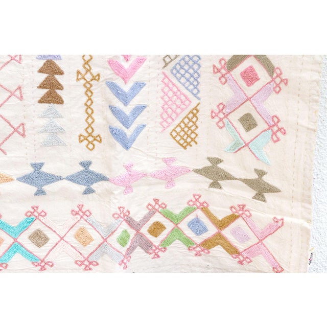 1990s Abstract Pastel Hand-Stitched Cotton Tribal Kantha Throw For Sale - Image 5 of 6