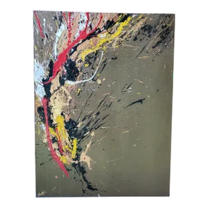 1970s Vintage Abstract Expressionist Signed Oil Drip Painting