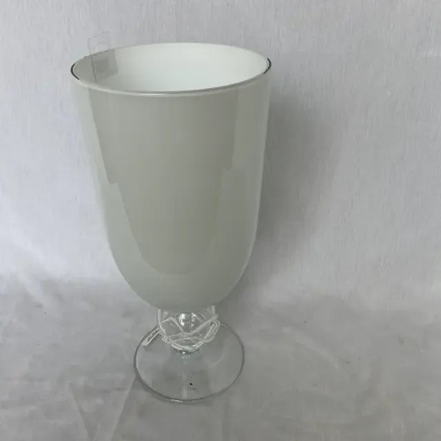 1990s Italian White Glass Vase Silicon Design on Pedestal For Sale - Image 9 of 10