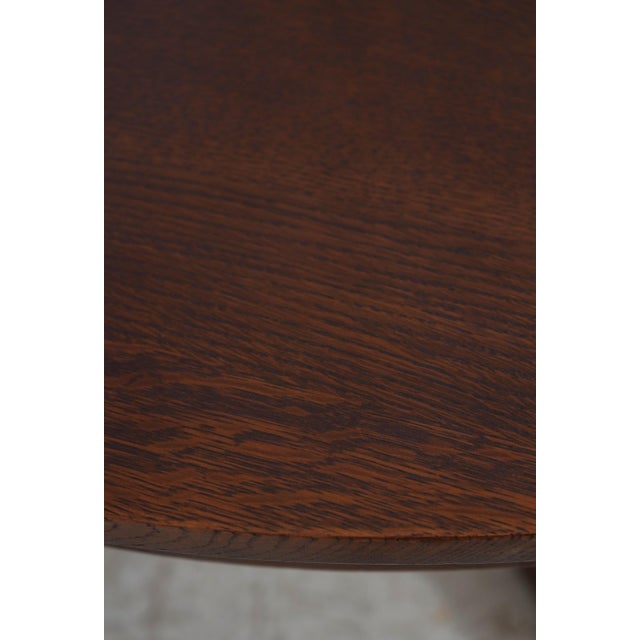 1990s Stickley Round Mission Oak 52 Inch Dining Room Table For Sale - Image 5 of 18