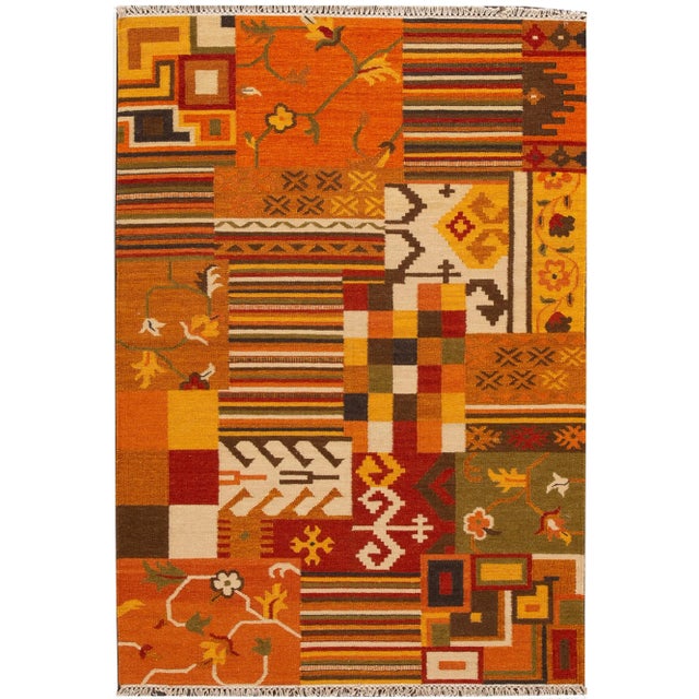 21st Century Contemporary Kilim Rug 4 '6'' X 6' 6''. For Sale - Image 11 of 11