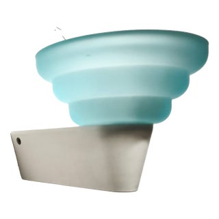 Light Blue Glass Wall Lamp from Leucos, 1980s For Sale