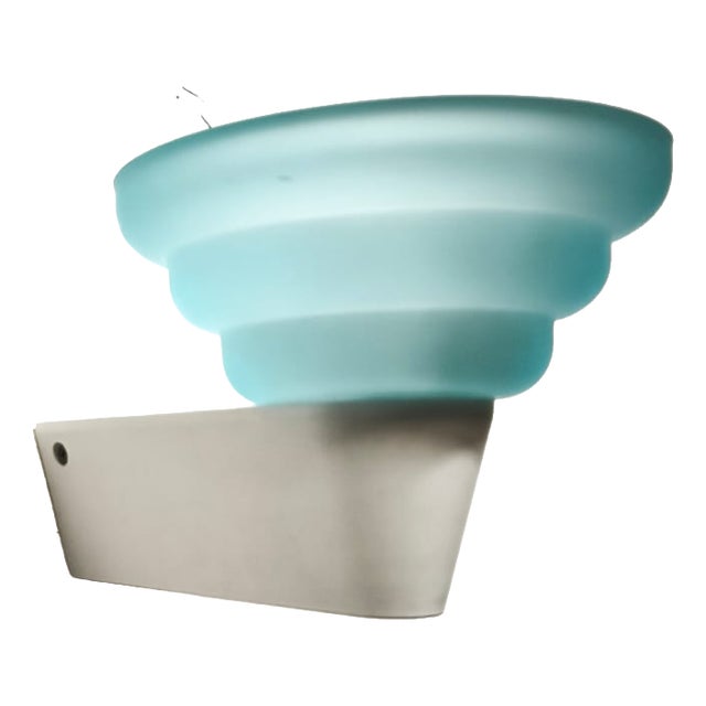 Light Blue Glass Wall Lamp from Leucos, 1980s For Sale