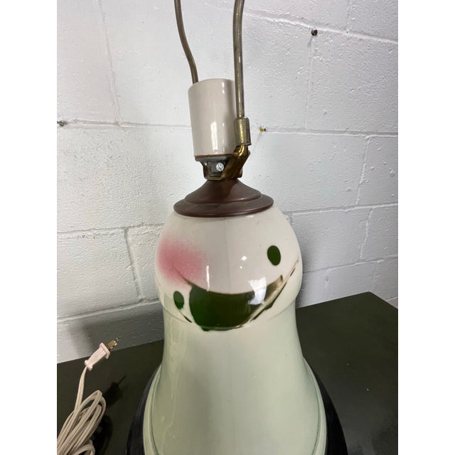 Green Vintage Hand-Painted Studio Pottery Ceramic Table Lamp With Abstract Motif For Sale - Image 8 of 9