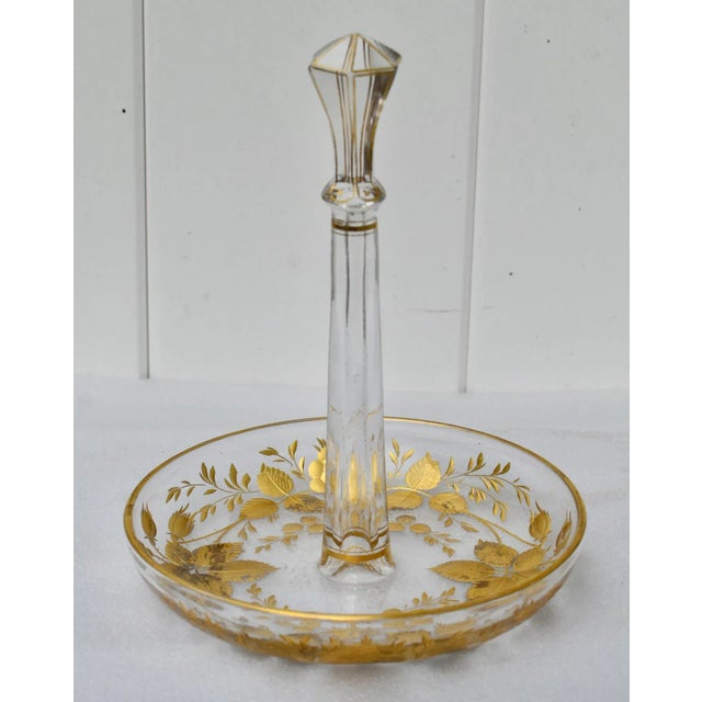 Transparent Vintage Moser Style Candy Dish W/Gold Details For Sale - Image 8 of 13