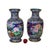 Pair Of Antique Monumental Chinese Figural & Floral Cloisonne Enameled Vases With Garden Flowers C1920 Measures - 25 1/4"...